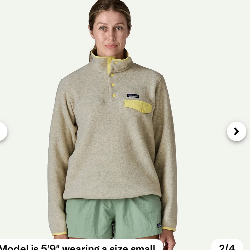Patagonia Oatmeal Heather Fleece Pullover with Yellow Accents - Picture 3 of 7